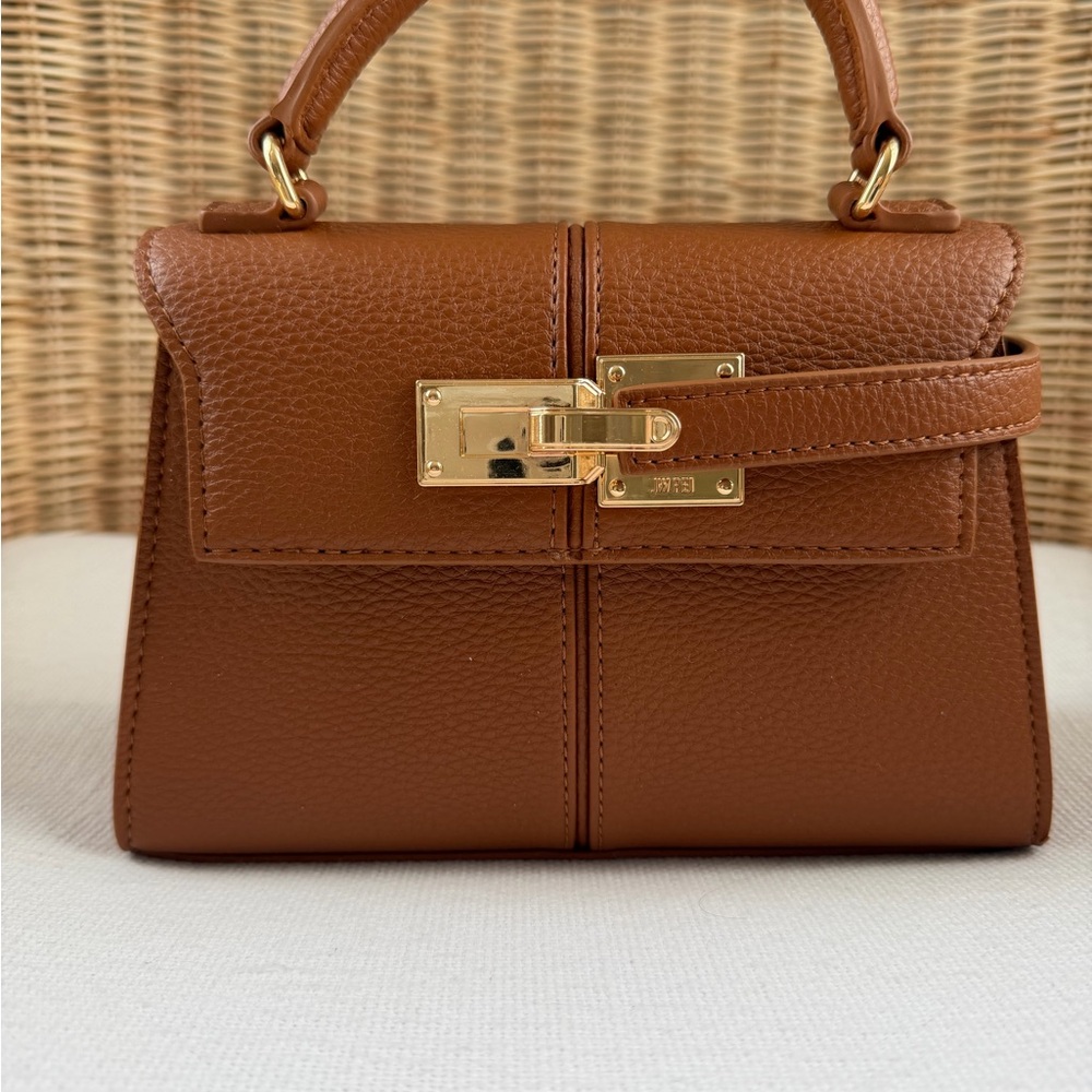 JW PEI Brown Elise Top Handle Bag with Gold Accents